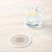 マンダラボヘミアンホワイトボホ ラウンドペーパーコースター (インサイチュ)