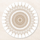 マンダラボヘミアンホワイトボホ ラウンドペーパーコースター (正面)