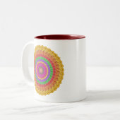 マンダラボールイエロークロシェスタイル- ツートーンマグカップ (正面左)