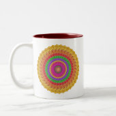 マンダラボールイエロークロシェスタイル- ツートーンマグカップ (左)