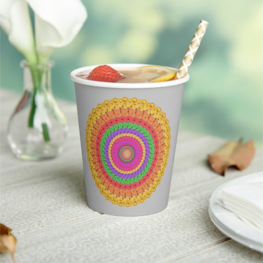 マンダラボールイエロークロシェスタイル- 紙コップ (インサイチュ)