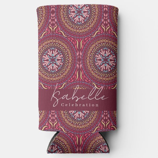 マンダラマゼンタセルツァークーラーボックス スリム缶クーラー (正面)