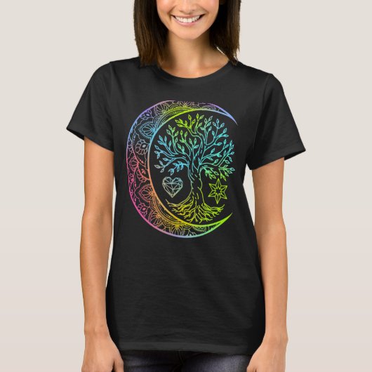 マンダラムーンチャクラツリーライフ Tシャツ (正面)