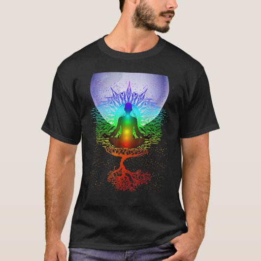 マンダラムーンチャクラツリーライフ Tシャツ (正面)