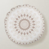 マンダラメダリオンソフトベージュとホワイト ラウンドクッション (裏面)