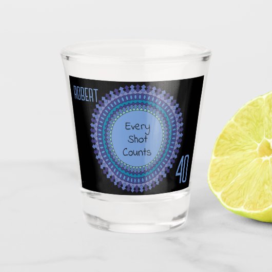 マンダラメンズ40歳の誕生日パーティー追加ネーム文字 ショットグラス (正面)