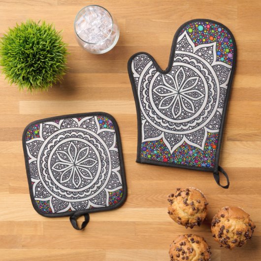 マンダラモザイク2025 鍋つかみ&鍋敷きセット (トップダウン)