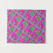 マンダラモダンカラーピンクグリーンツリータペストリー タペストリー (正面(横))