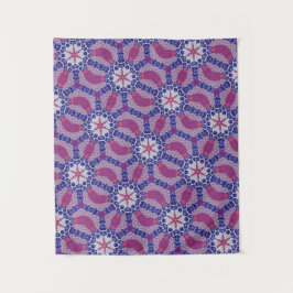 マンダラモダンカラー黒ピンクローズタペストリー タペストリー