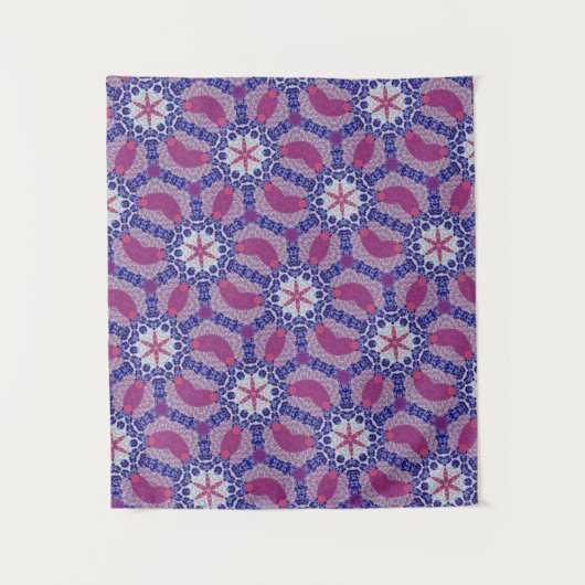 マンダラモダンカラー黒ピンクローズタペストリー タペストリー (正面)