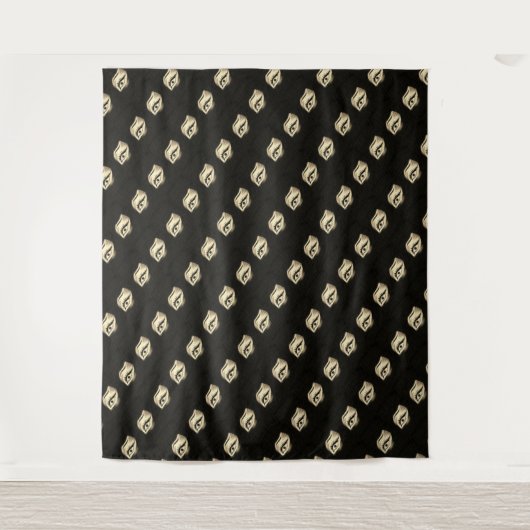 マンダラモダンスモールライン – 黒いゴールデンアイ タペストリー (正面)