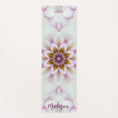 マンダラモダンフラワーパープルホワイトネーム瞑想 ヨガマット (正面)