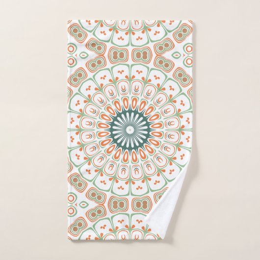 マンダラモダン万華鏡のように千変万化するパターンメダリオンデザイン バスタオルセット (ハンドタオル)