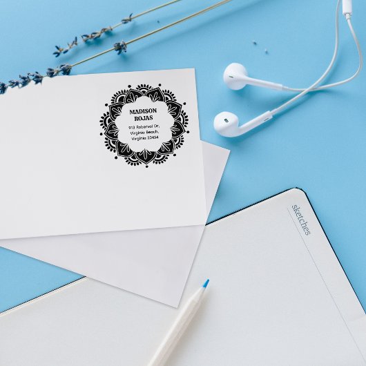 マンダラモダン名前をカスタムする差出人住所 ラバースタンプ