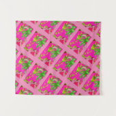 マンダラモダン – ピンクグリーンツリータペストリー タペストリー (正面(横))