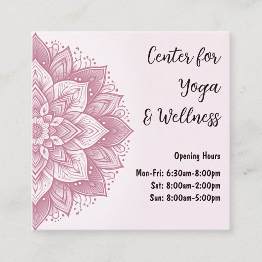 マンダラヨガスタジオピガーリーンク赤面パステルカラー スクエア名刺 (正面)