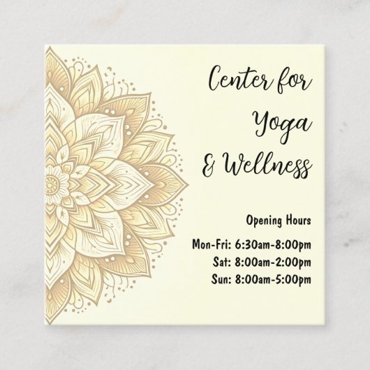 マンダラヨガスタジオライトイエローパステルカラー スクエア名刺 (正面)