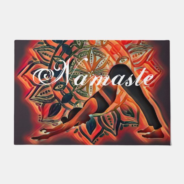 マンダラヨガメディテーションナマステスピリチュアル ドアマット (正面)