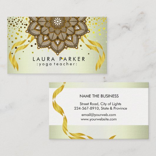 マンダラヨガ先生ロータス刺繍ホリスティック 名刺 (正面/裏面)