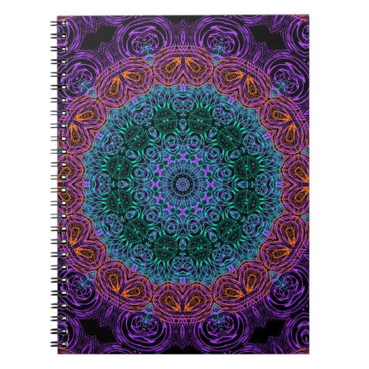 マンダララウンド万華鏡のように千変万化するパターン装飾装飾c ノートブック (正面)