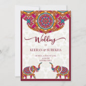 マンダラランゴリ象インディアン結婚式招待状 招待状 (正面)