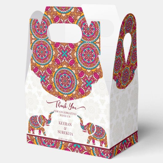 マンダラランゴリ象結婚式の引き出物 フェイバーボックス (オープン)