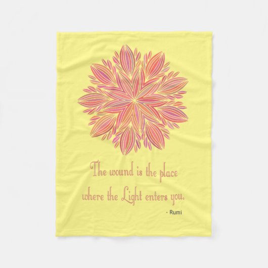 マンダラルーミウニング引用文 フリースブランケット (正面)