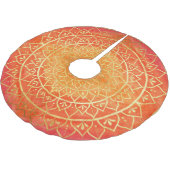 マンダラレッドオレンジ金ゴールドクリスマス ブラッシュドポリエステルツリースカート (アングル)