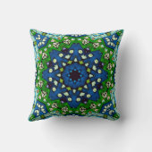 マンダラレトロモザイクグリーンブルーパターン クッション (裏面)