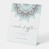 マンダラレースのウェディングカード&ギフト Lt. ブルー ID968 台座サイン (正面)