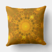 マンダラレースライン暖かいグロー黄色の背景 クッション (裏面)