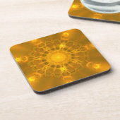 マンダラレースライン暖かいグロー黄色の背景 コースター (左側)