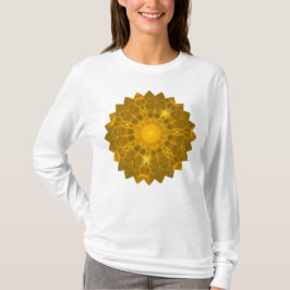 マンダラレースライン暖かいグロー黄色の背景 Tシャツ