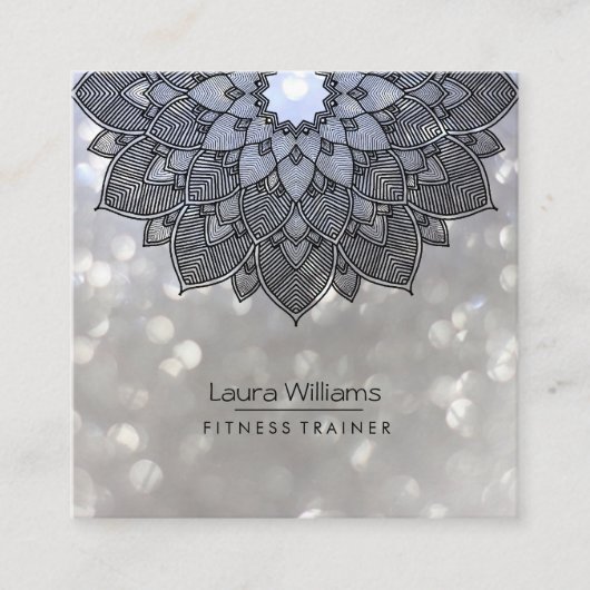 マンダラロータスフラワーヨガインストラクターホリスティック スクエア名刺 (正面)