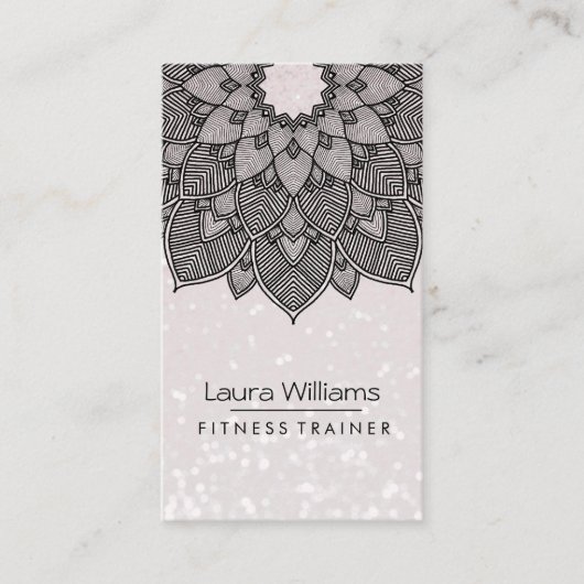 マンダラロータスフラワーヨガピンクホリスティックインストラクター 名刺 (正面)