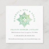 マンダラロータスフラワーロゴ&アクアグリーンウォーター色 スクエア名刺 (裏面)