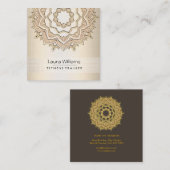 マンダラロータスフラワー金ゴールドヨガインストラクターフィットネス スクエア名刺 (正面/裏面)