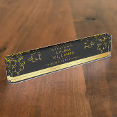 マンダラロータスヨガホリスティック金ゴールドクラシック デスクネームプレート (側面)