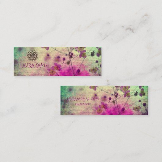 マンダラワイルドフラワーフェミニンプロファイルカード スキニー名刺 (正面/裏面)