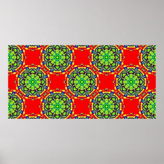 マンダラヴィンテージトライバルシームレスパターン図 ポスター (正面)
