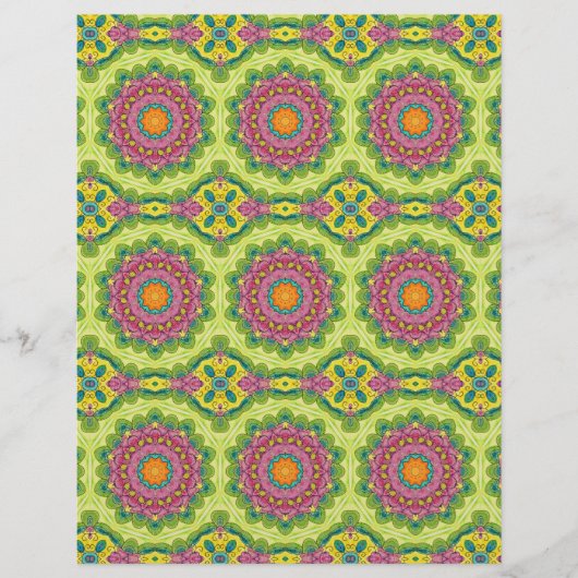 マンダラ万華鏡のように千変万化するパターンスクラップブック紙 (正面)