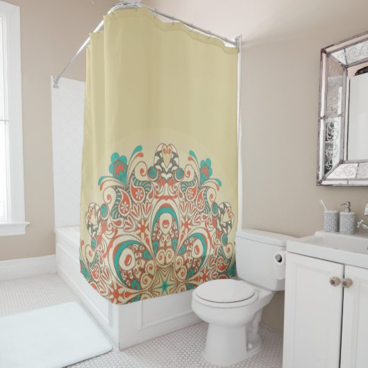 マンダラ万華鏡のように千変万化するパターンモザイク – シャワーカーテン (インサイチュ)