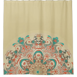 マンダラ万華鏡のように千変万化するパターンモザイク – シャワーカーテン