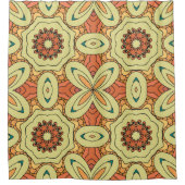 マンダラ付きのエスニックオレンジの継ぎ目のない模様。イラス シャワーカーテン (正面)