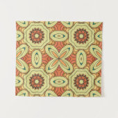 マンダラ付きのエスニックオレンジの継ぎ目のない模様。イラス タペストリー (正面(横))