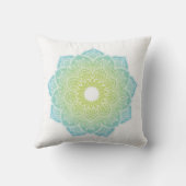 マンダラ付き瞑想ティール（緑がかった色）緑 クッション (裏面)