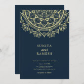 マンダラ伝統的エスニックインディアン結婚ズ 招待状 (正面/裏面)
