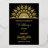 マンダラ伝統的クラシックエレガントラグジュアリー結婚ズ 箔招待状 (正面)