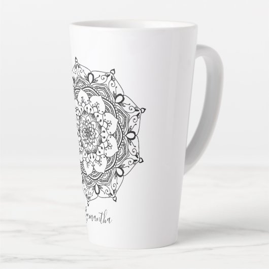 マンダラ名前をカスタムする カフェラテマグ (右アングル)