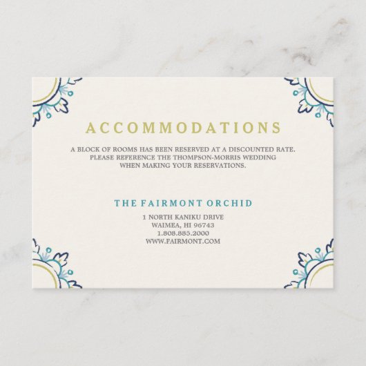 マンダラ宿泊カード – ティール（緑がかった色） エンクロージャーカード (正面)